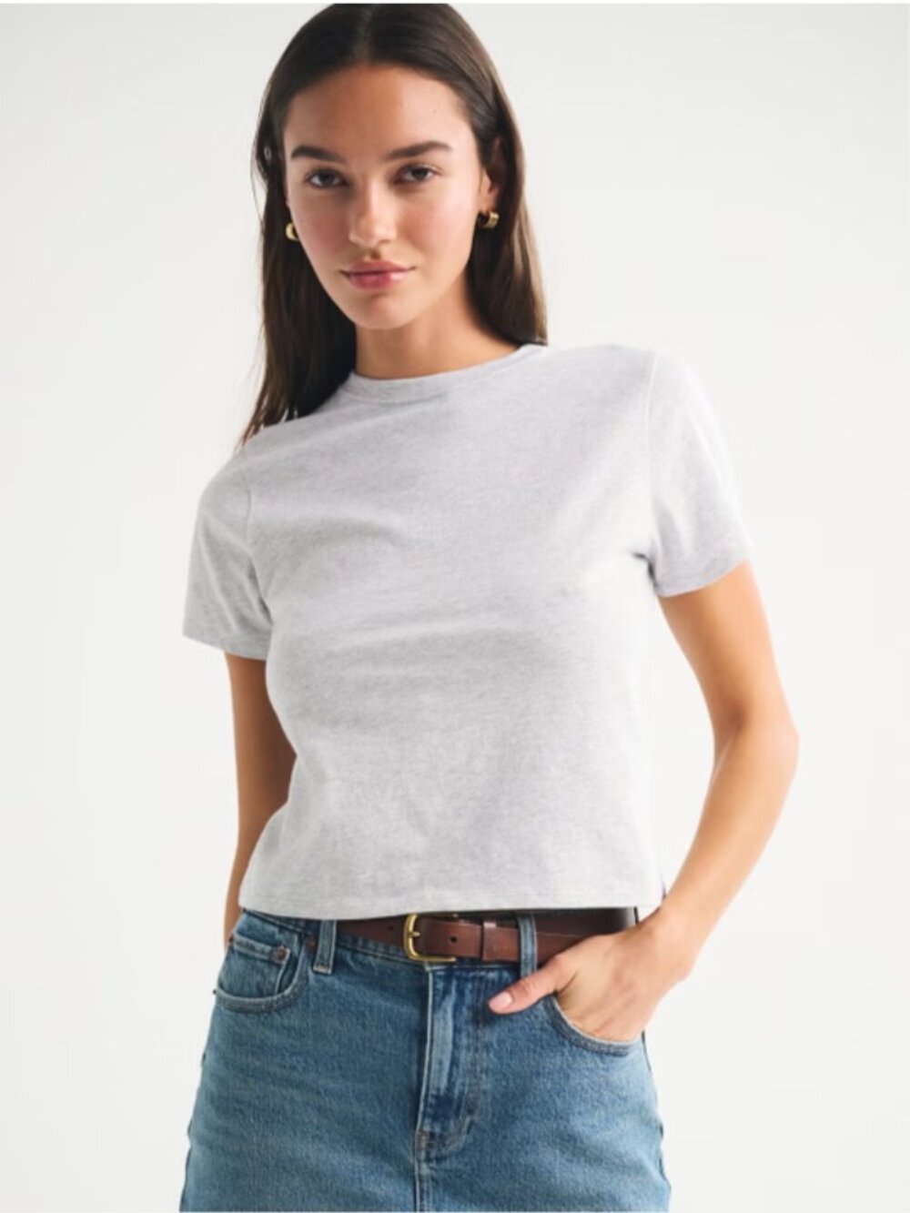 Abercrombie and Fitch Crop Tee Heather Gray Size Small